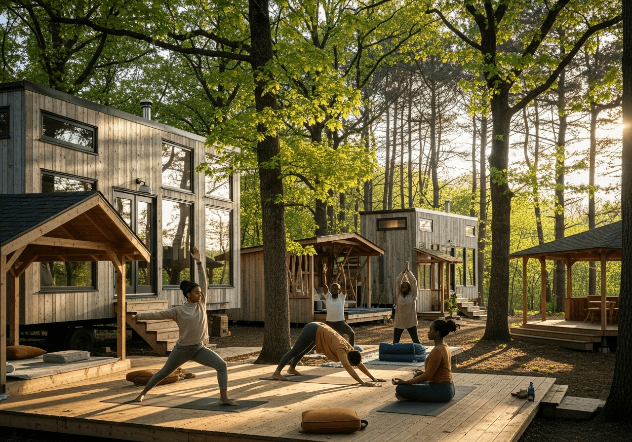 Eco wellness retreat with sustainable tiny houses and yoga