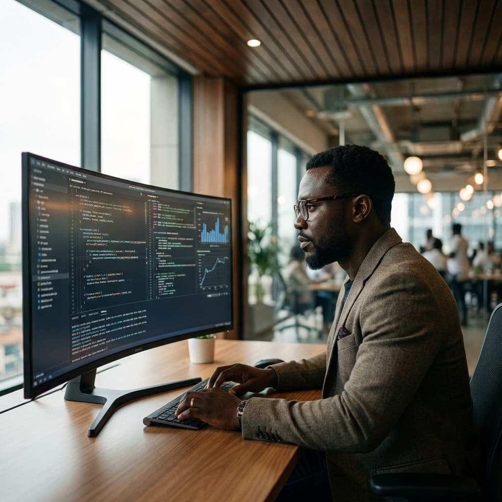 African diaspora IT professional analyzing data