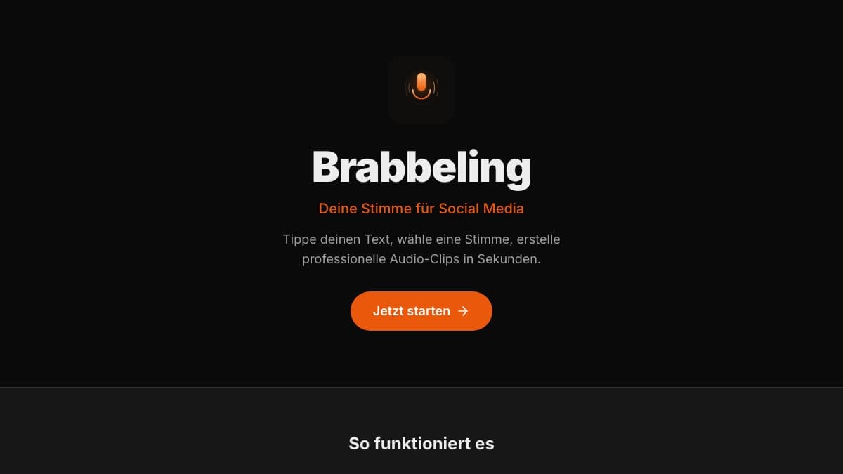 Brabbeling, screenshot of the live app