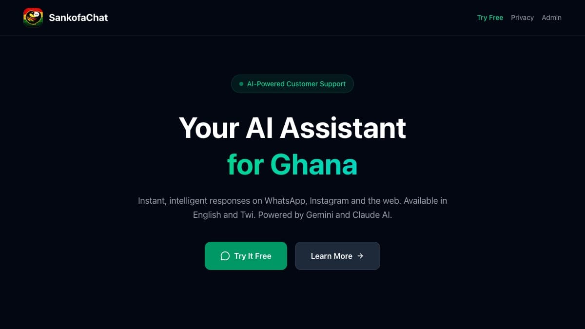 SankofaChat, screenshot of the live app